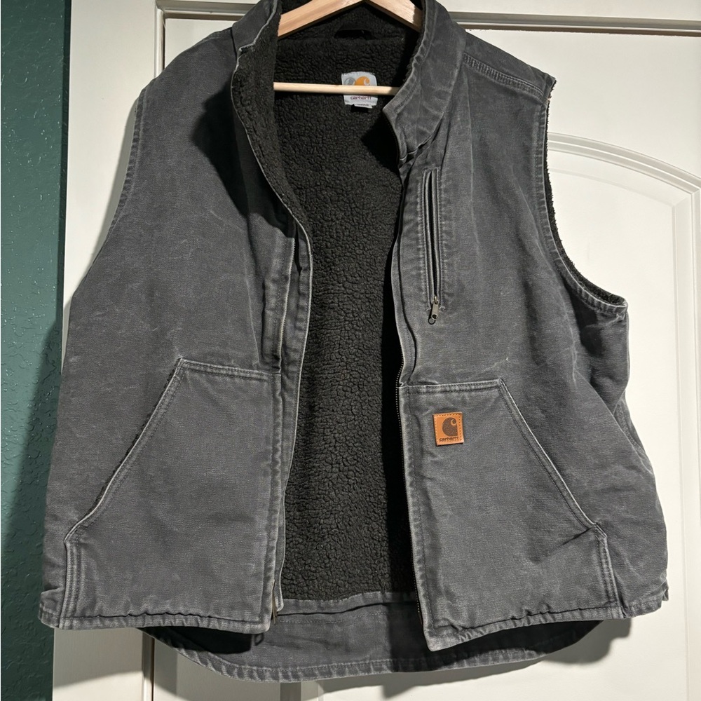 Carhartt Men’s Sherpa Lined Gray Mock Neck Vest
